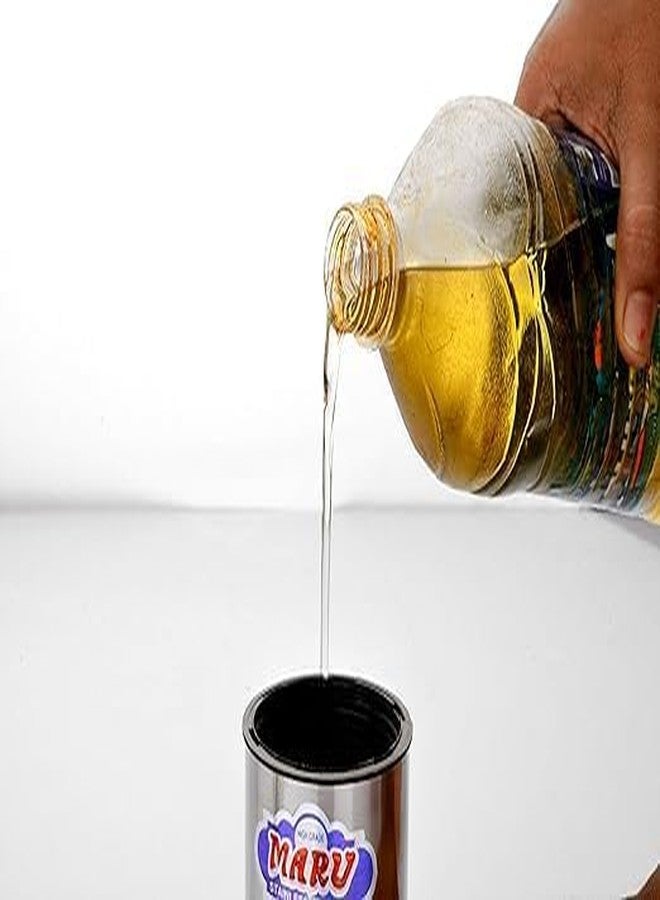 MARU Stainless Steel Oil Bottle For Cooking 350ml, Leakproof Designed Small Oil Container For Easy Storing&Instant Pouring With Easy-Removeable Nozzle From Can, One-Handed Grip For Effortless Cooking - Image 5
